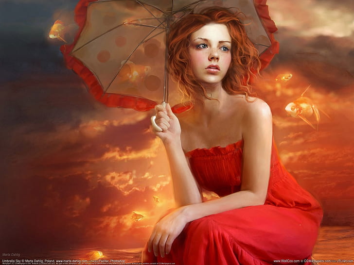 HD wallpaper: girl red umbrilla Abstract 3D and CG HD Art, sunset, sad,  SADNESS | Wallpaper Flare