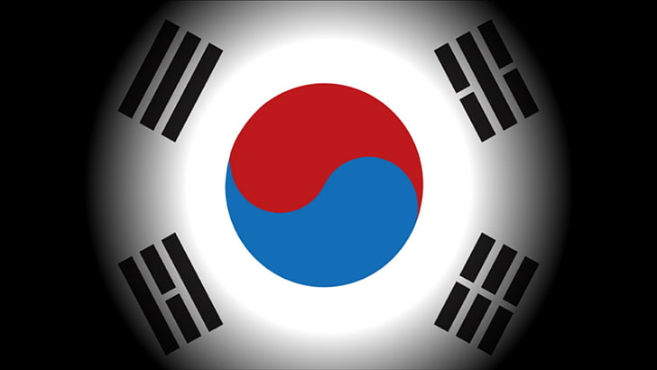 South Korea, flag, Asian, Korean, black, Taegeukgi, shape, circle