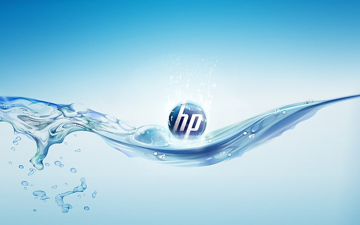 HP logo, Technology, Hewlett-Packard, motion, water, blue, studio shot, HD wallpaper