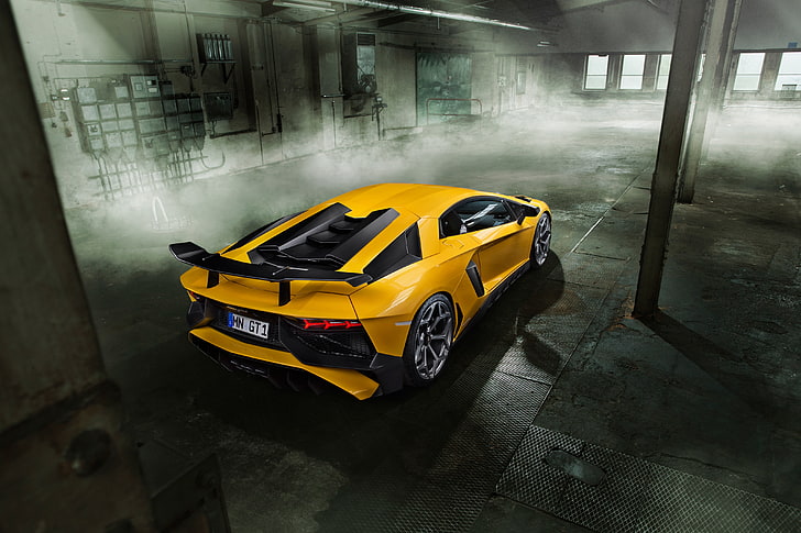 car, Lamborghini, wallpaper, supercar, auto, yellow, Aventador, HD wallpaper