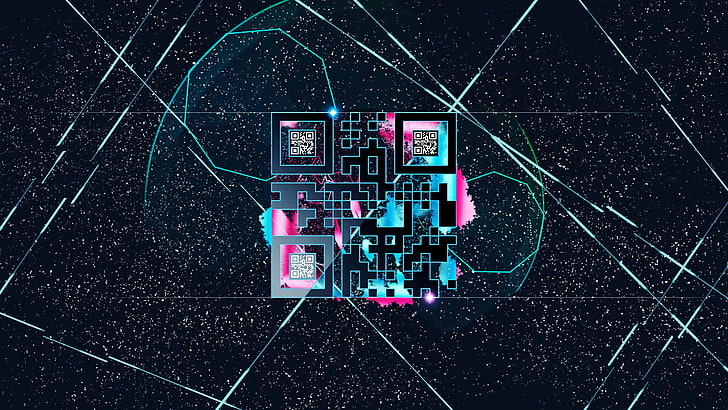Abstract, Artistic, QR code, Space, connection, technology, HD wallpaper