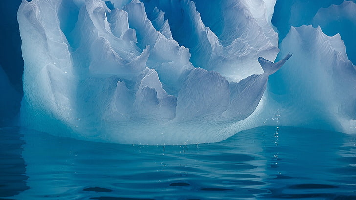 nature, landscape, water, sea, ice, iceberg, glaciers, blue, HD wallpaper