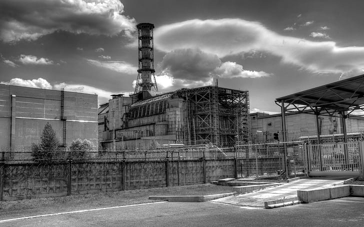 Chernobyl, Ukraine, apocalyptic, monochrome, radioactive, HD wallpaper