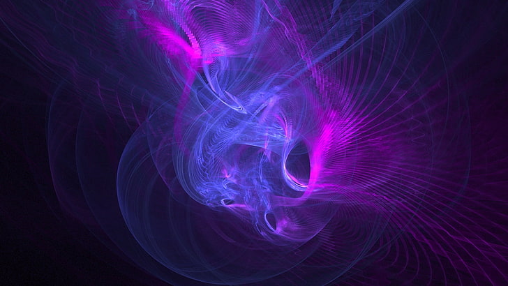 fractal art, lines, purple, light, abstract art, digital art, HD wallpaper