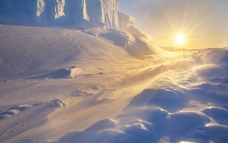 photography, landscape, nature, ice, Arctic, snow, Sun, HD wallpaper