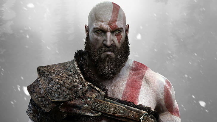 kratos god of war god of war 4 video games, facial hair, beard, HD wallpaper