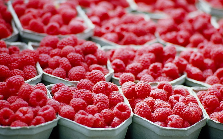 food, raspberries, fruit, macro, red, food and drink, abundance, HD wallpaper