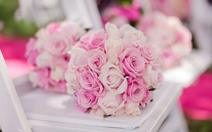 Bridal bouquet, pink roses, HD wallpaper