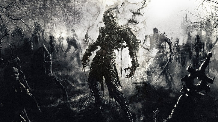 zombie digital wallpaper, fantasy art, comic art, zombies, Fantasy Battle, HD wallpaper