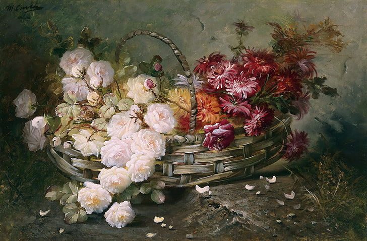 art, Beauty, Carlier, flowers, Max, Oil, painting