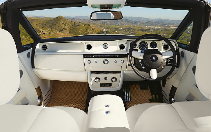 Rolls Royce Phantom Interior HD, white rolls royce car interior