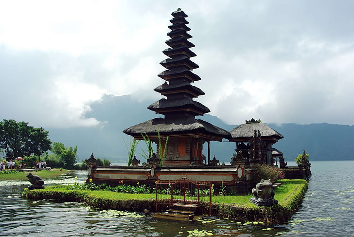 bali, bratan lake, indonesia, religion, religious, temple, ulun danu, HD wallpaper
