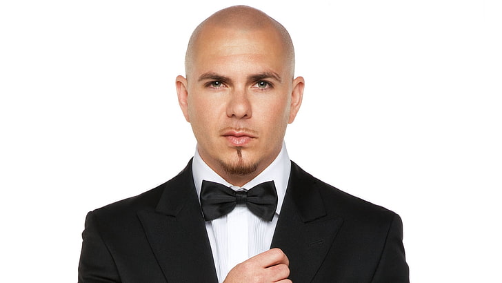 Pitbull rapper, suit, bald, look, hand, men, bow Tie, males, adult, HD wallpaper