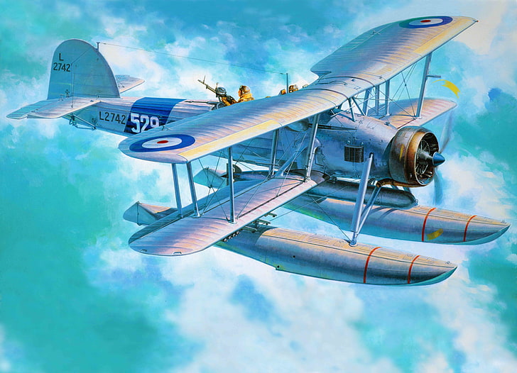 biplane, World War II, airplane, aircraft, torpedo, military