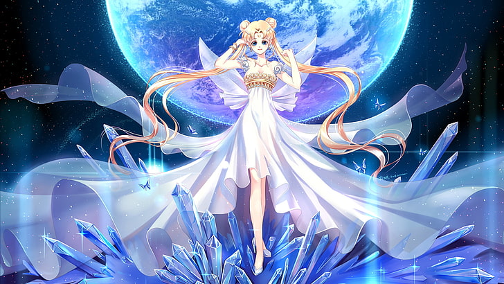 Sailor Moon digital wallpaper, princess, crystal , twintails, HD wallpaper