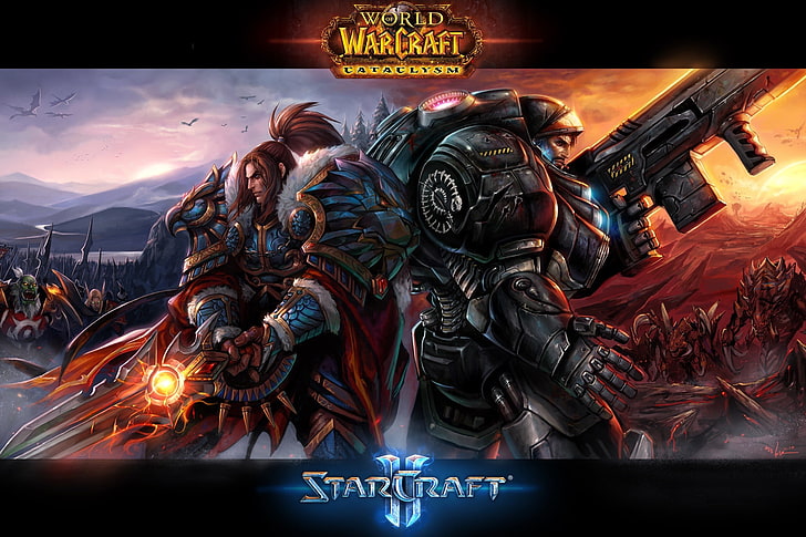 World of Warcraft StarCraft game illustration, Starcraft II, World of Warcraft: Cataclysm, HD wallpaper