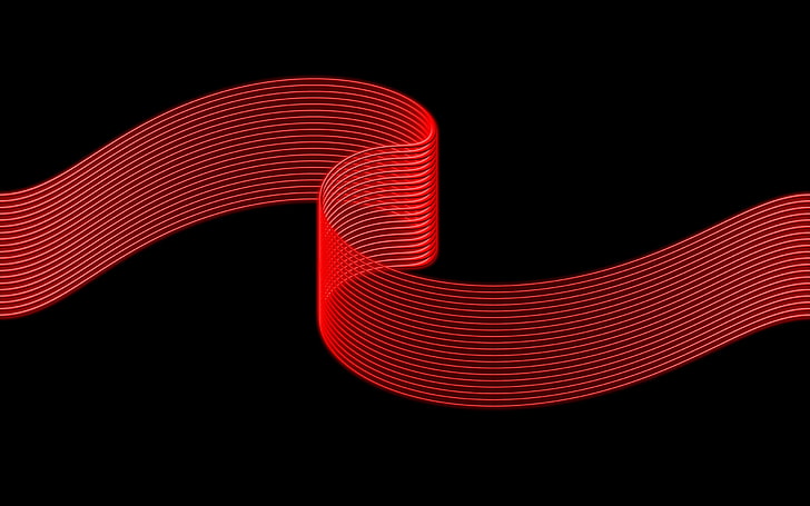 tape, strip, red, black, abstract, backgrounds, curve, illustration, HD wallpaper