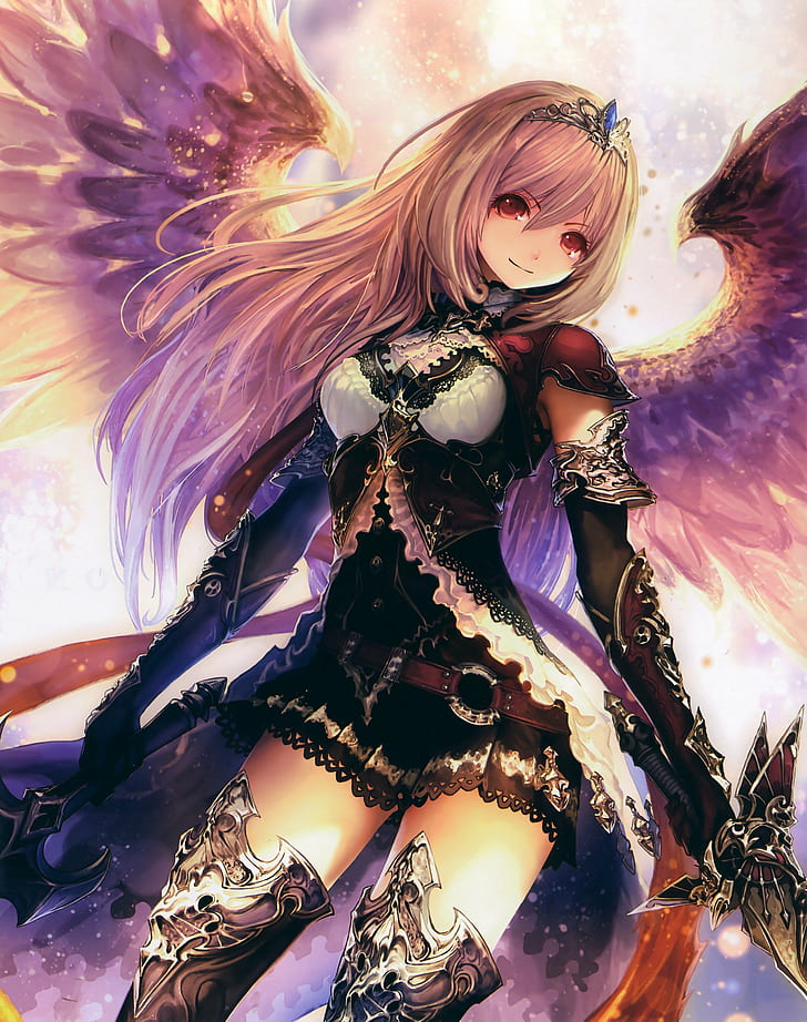 Dark angel, wings, girl, anime, angel, dark, sword, blood, HD wallpaper |  Peakpx