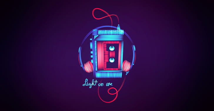 neon, synthwave, Walkman
