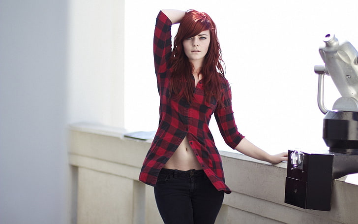 HD wallpaper: women's black and red plaid flannel shirt, redhead, Kayla  Maree | Wallpaper Flare