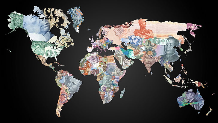 world map wallpaper, money, vector, illustration, backgrounds, HD wallpaper