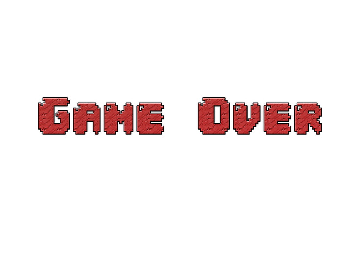 Game Over text, digital art, minimalism, video games, retro games