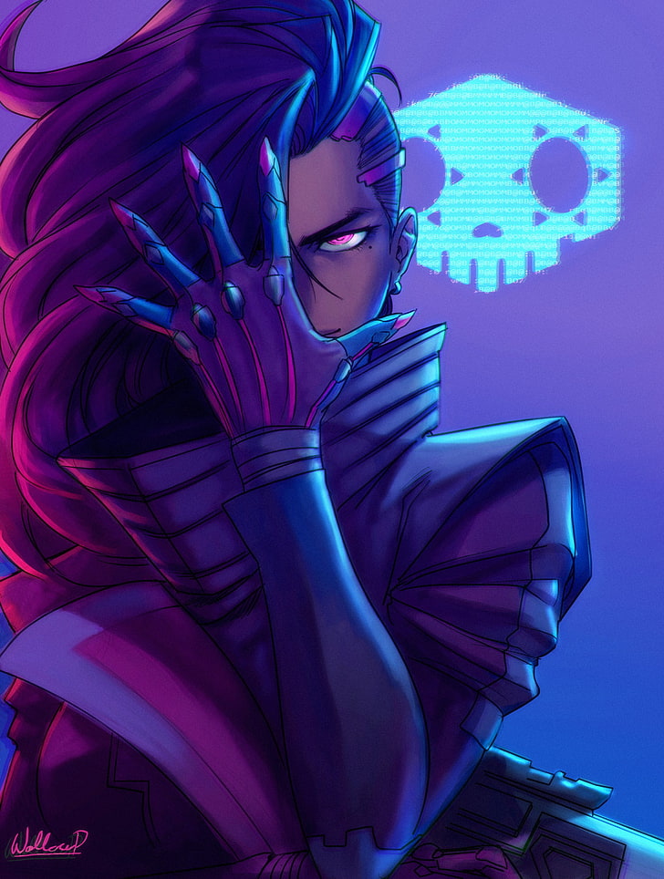 purple haired female fictional character wallpaper, Overwatch