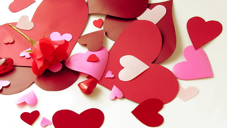 Valentine's Day love heart-shaped paper-cut, HD wallpaper
