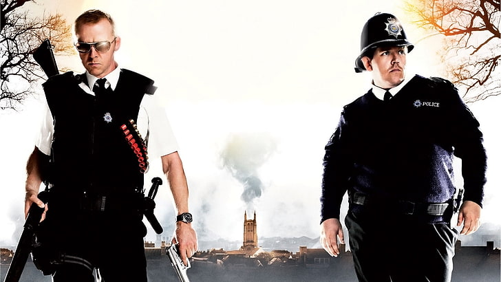 movies, Hot Fuzz, Simon Pegg, Nick Frost, Blood and Ice Cream, HD wallpaper