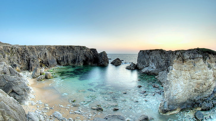 nature, landscape, beach, rock, sea, rock - object, solid, scenics - nature, HD wallpaper