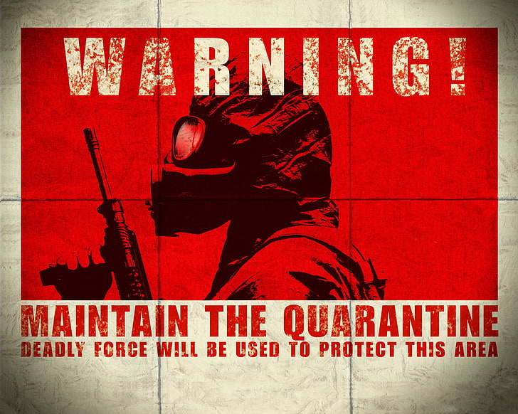 Warning! maintain the quarantine wallpaper, red, poster, communication, HD wallpaper