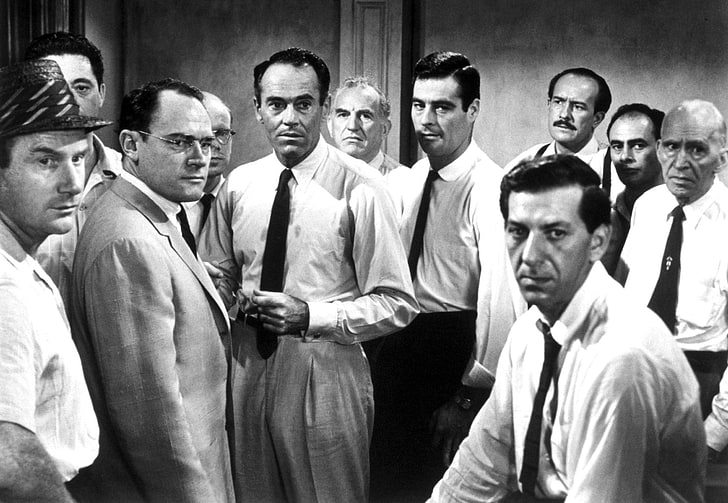 men's dress shirt, 12 angry men, actors, black white, bw, black And White, HD wallpaper