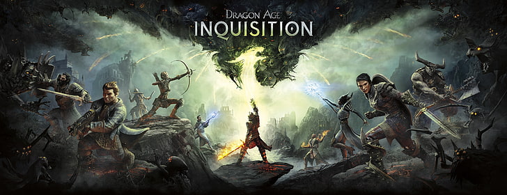 Dragon Age Inquisition digital wallpaper, bow and arrow, sword