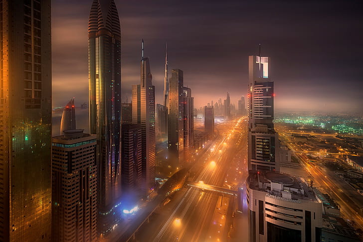 City, Dubai, UAE, United Arab Emirates, morning, HD wallpaper