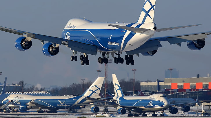 Boeing 747, airplane, aircraft, cargo, airport, transportation, HD wallpaper