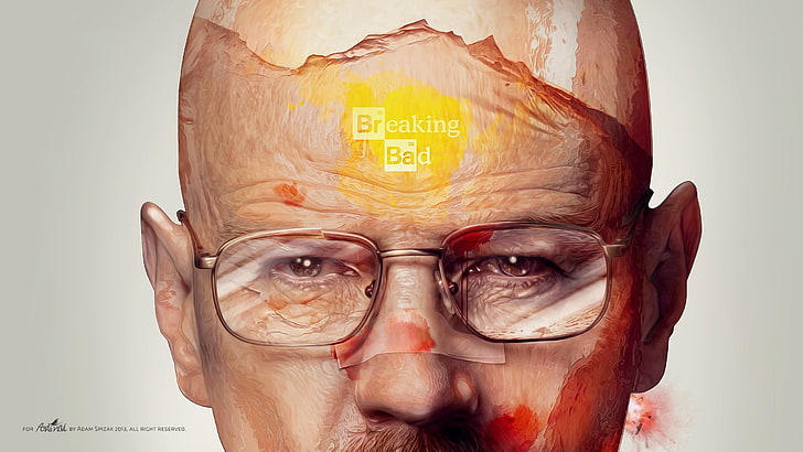 Breaking Bad, Walter White, artwork, glasses, face, Adam Spizak, HD wallpaper