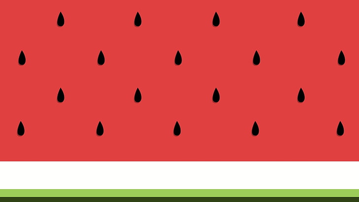 minimalism, abstract, digital art, watermelons, lines, red