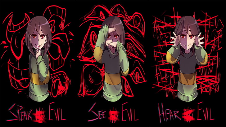 three-wise women collage wallpaper, untitled, Undertale, Chara