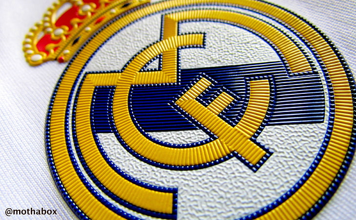 Hasta el final, vamos Real, blue, white, and yellow Real Madrid patch, HD wallpaper