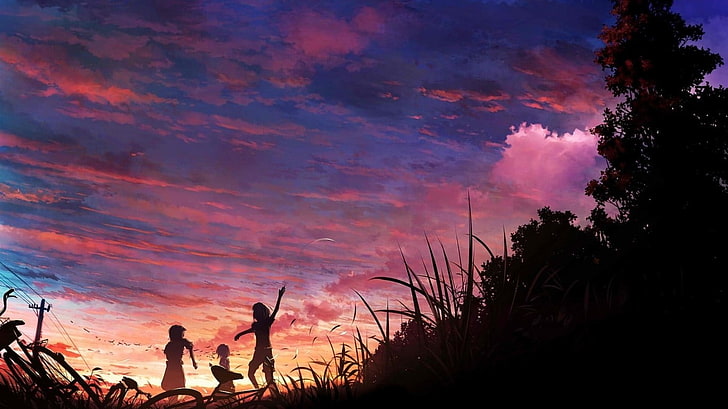 Hd Wallpaper Anime Sky Sunset Cloud Sky Nature Tree Plant