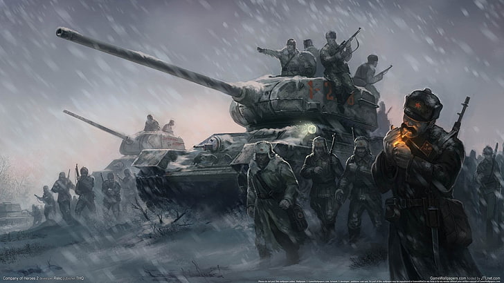 Company of Heroes 2 illustration, tank, red army, T-34-85, video games, HD wallpaper