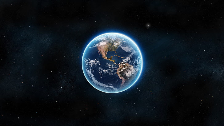 illustration of earth, space, planet, glowing, space art, digital art, HD wallpaper