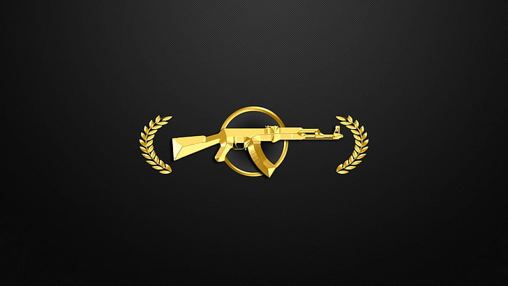 gold rifle wallpaper, Counter-Strike: Global Offensive, studio shot, HD wallpaper