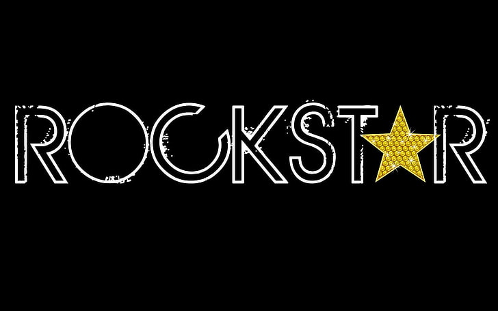 Rockstar logo, black, typography, digital art, minimalism, simple background, HD wallpaper