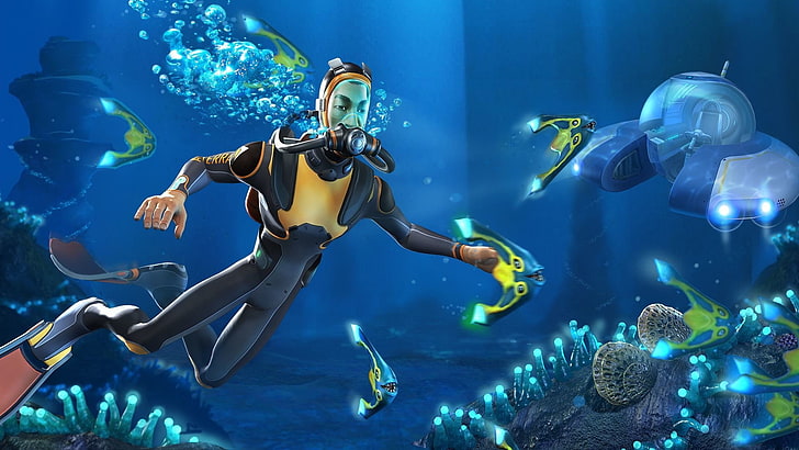 Video Game, Subnautica, Diver, Underwater, HD wallpaper