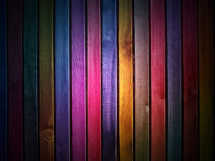 Wood slats, rainbow colors, HD wallpaper