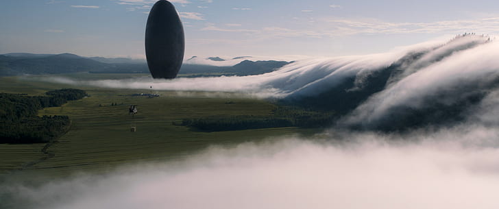 arrival movies spaceship landscape science fiction, mountain, HD wallpaper