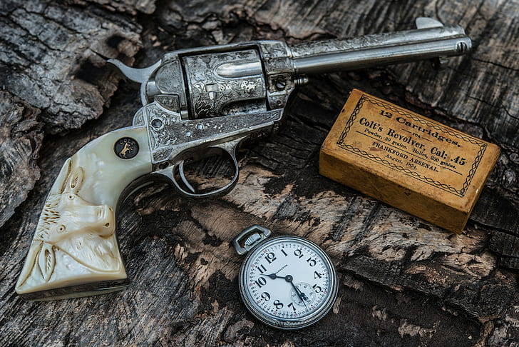 gun, ammunition, weapon, .45 Colt, HDR, revolver, HD wallpaper
