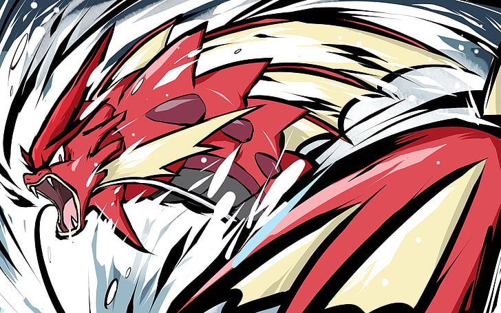 Shiny Gyarados from Pokemon illustration, ishmam, Pokémon, Shiny Mega Gyarados