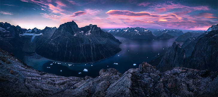 Greenland, bay, glaciers, nature, landscape, HD wallpaper